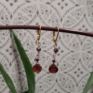 Handcrafted garnet & gold vermeil delicate earrings